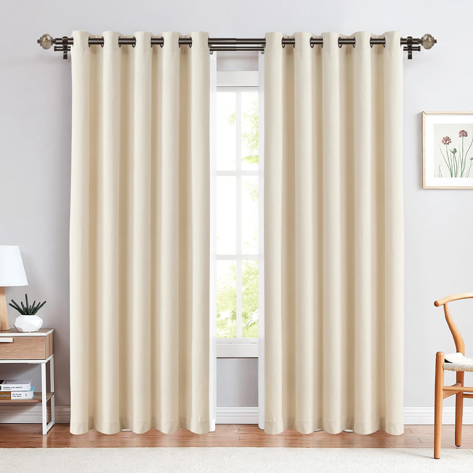 KAMANINA Bronze Double Curtain Rod 72 to 144 Inches (6-12ft), 1 Inch Telescoping