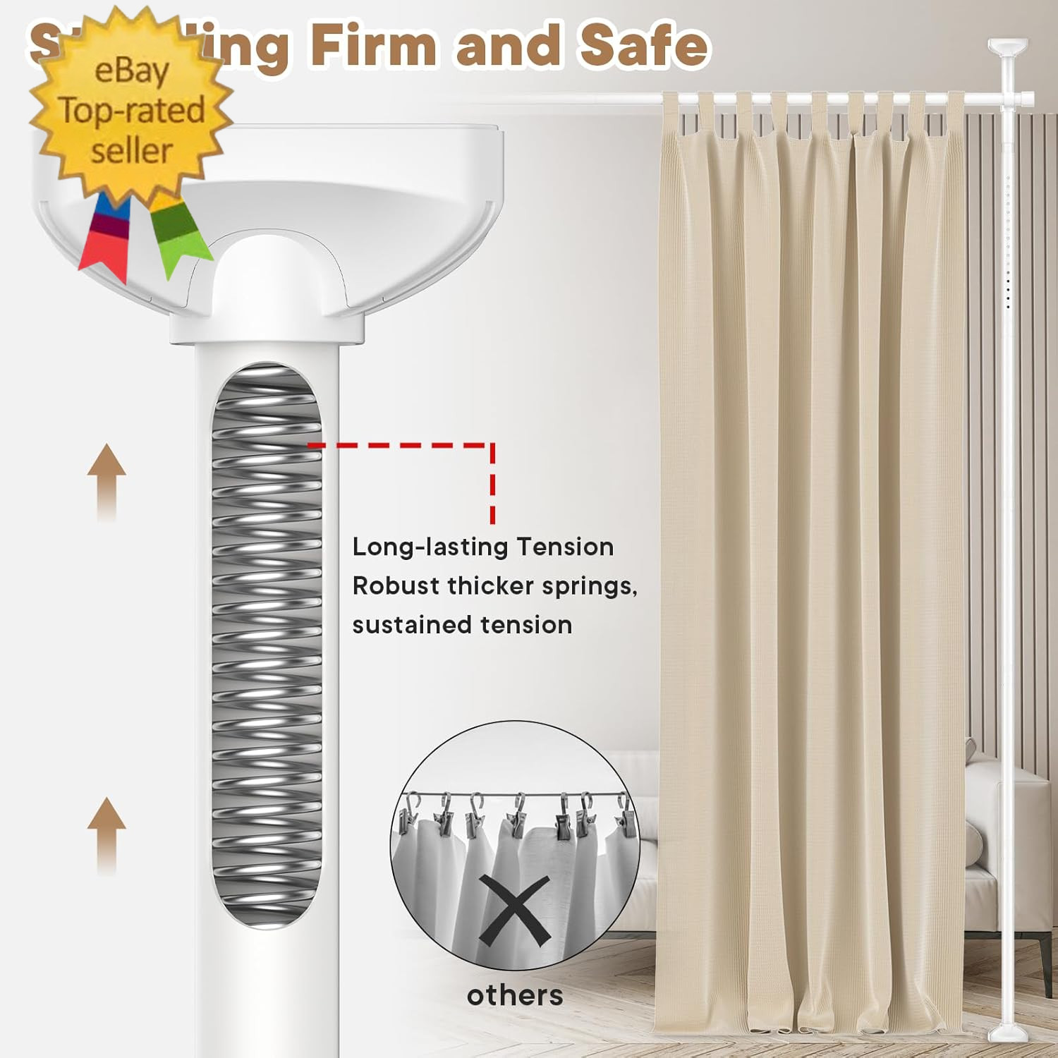 Room Divider Curtain Rod, No Drilling Room Separator for Space Partition, 4-10Ft