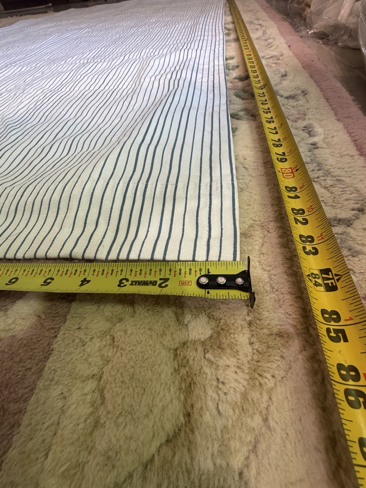 2 Pillowfort Curtain Panels Blue white Stripes Lined Hidden Tab Top 84″X41″