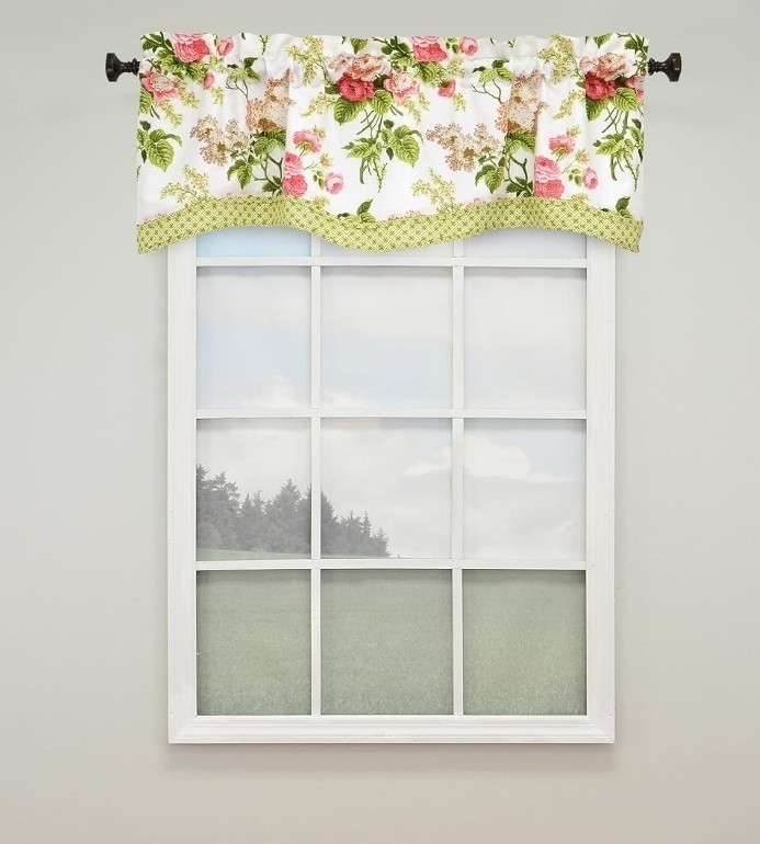 Waverly EMMA’S GARDEN Valance BLOSSOM Cottagecore Pink Rose Floral 52×18