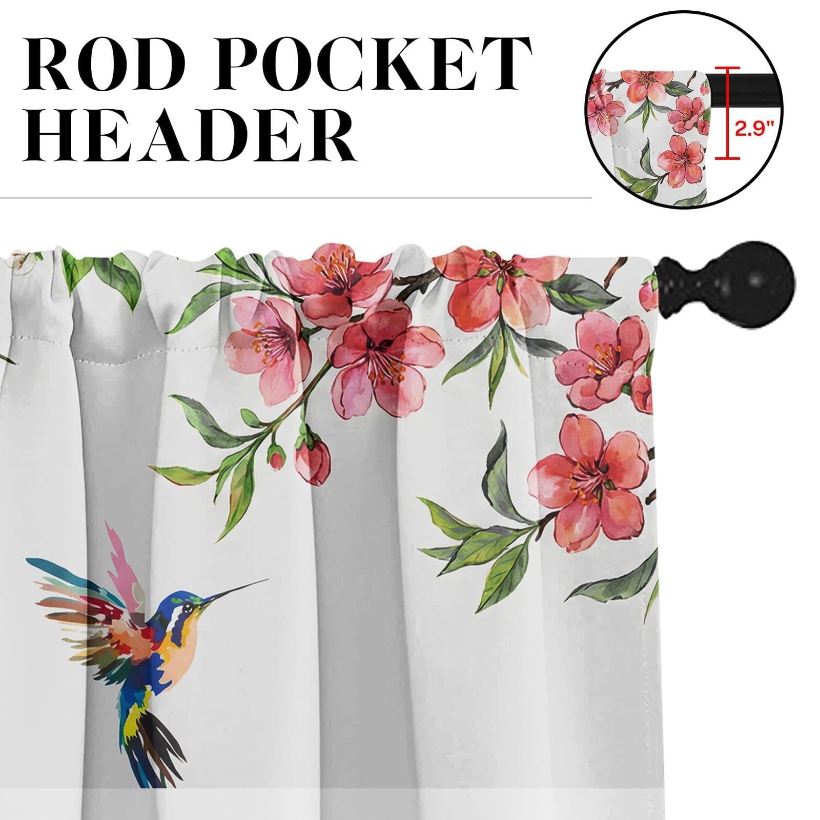 Flower Bird Kitchen Curtains Spring Butterfly Window Curtains Valance and Tier