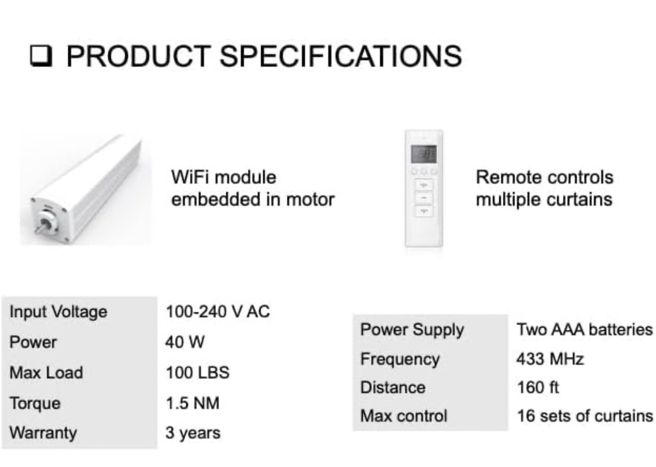 HomeSupplier Smart Curtains, Remote Control Curtain Rod, WiFi Control