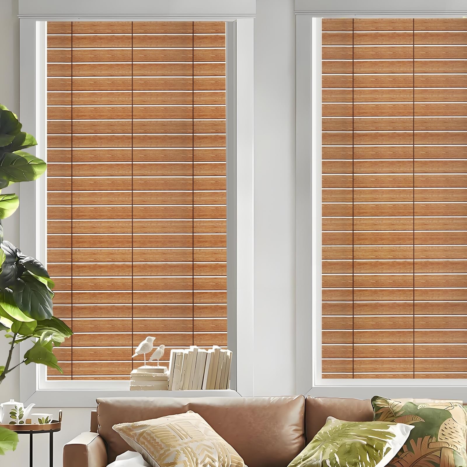 DKTIE Wooden Blinds Pattern Decorative Window Privacy Film, Sun Blocking Heat…