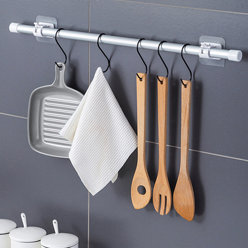 10X No Drill Self Adhesive Curtain Rod Bracket Drapery Hook Bracket Fix Rod Hold