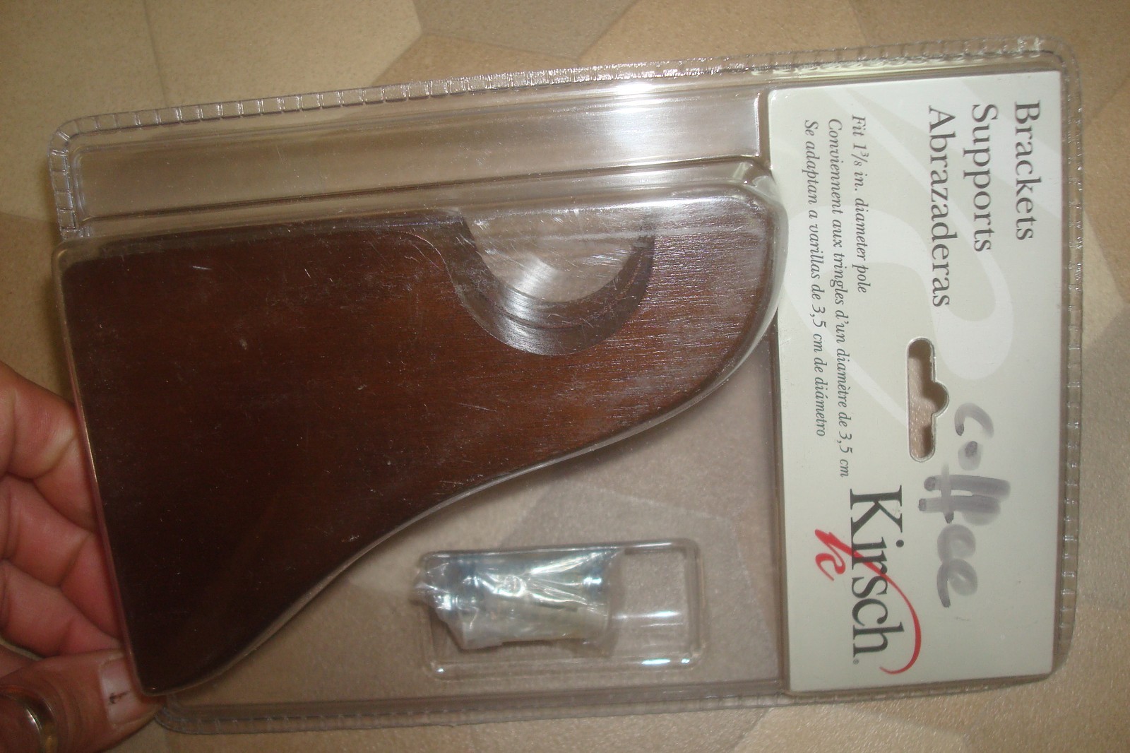 NIP 2 KIRSCH Wood Pole Mounting Brackets for 1 3/8″ Pole Coffee 5603EG 841