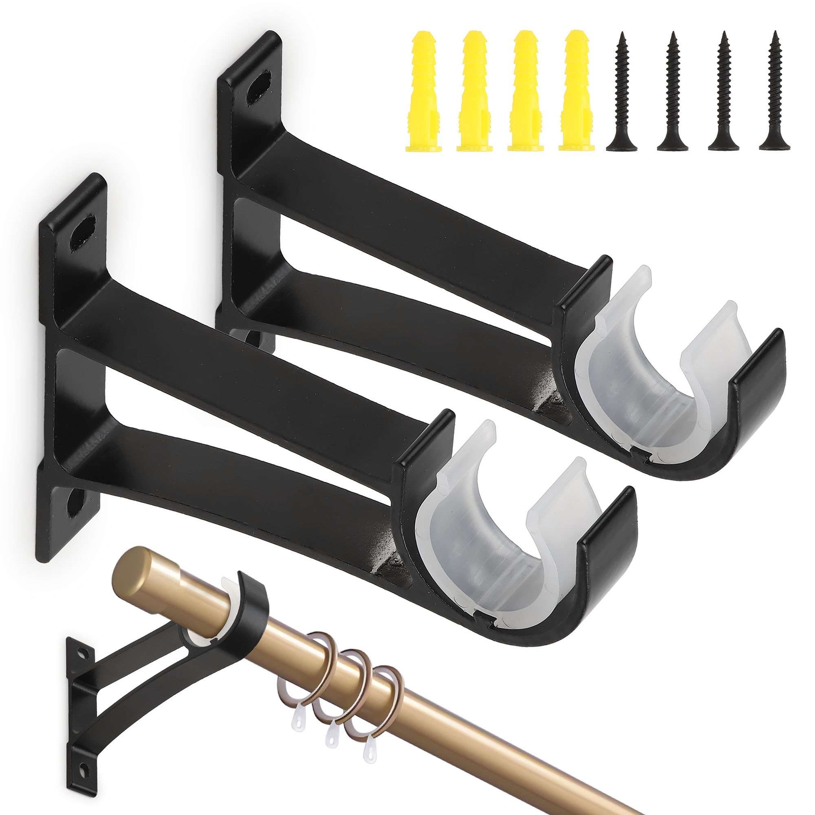 2/4/6 Aluminum Alloy Single Curtain Rod Brackets Window Wall Holders for Drapery