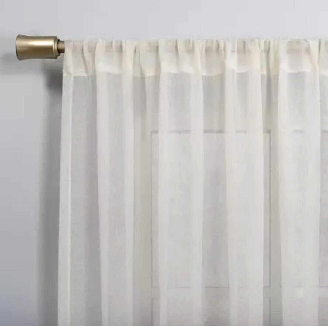 1 Pair 50 x 108 Sheer Avril Crushed Textured Curtain Panels Cream – No. 918