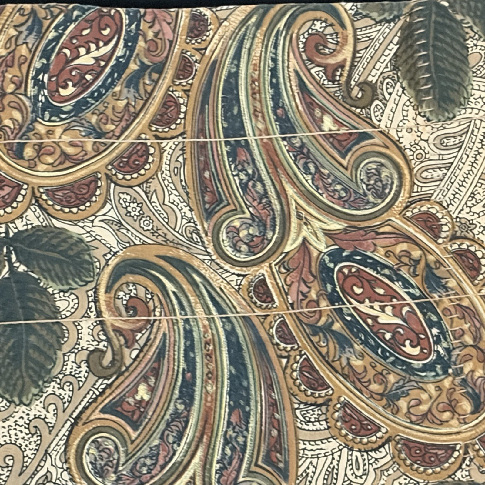 Pair Paisley Window Valence Louis Nicole Design Studio Green Blue Brown Leaves