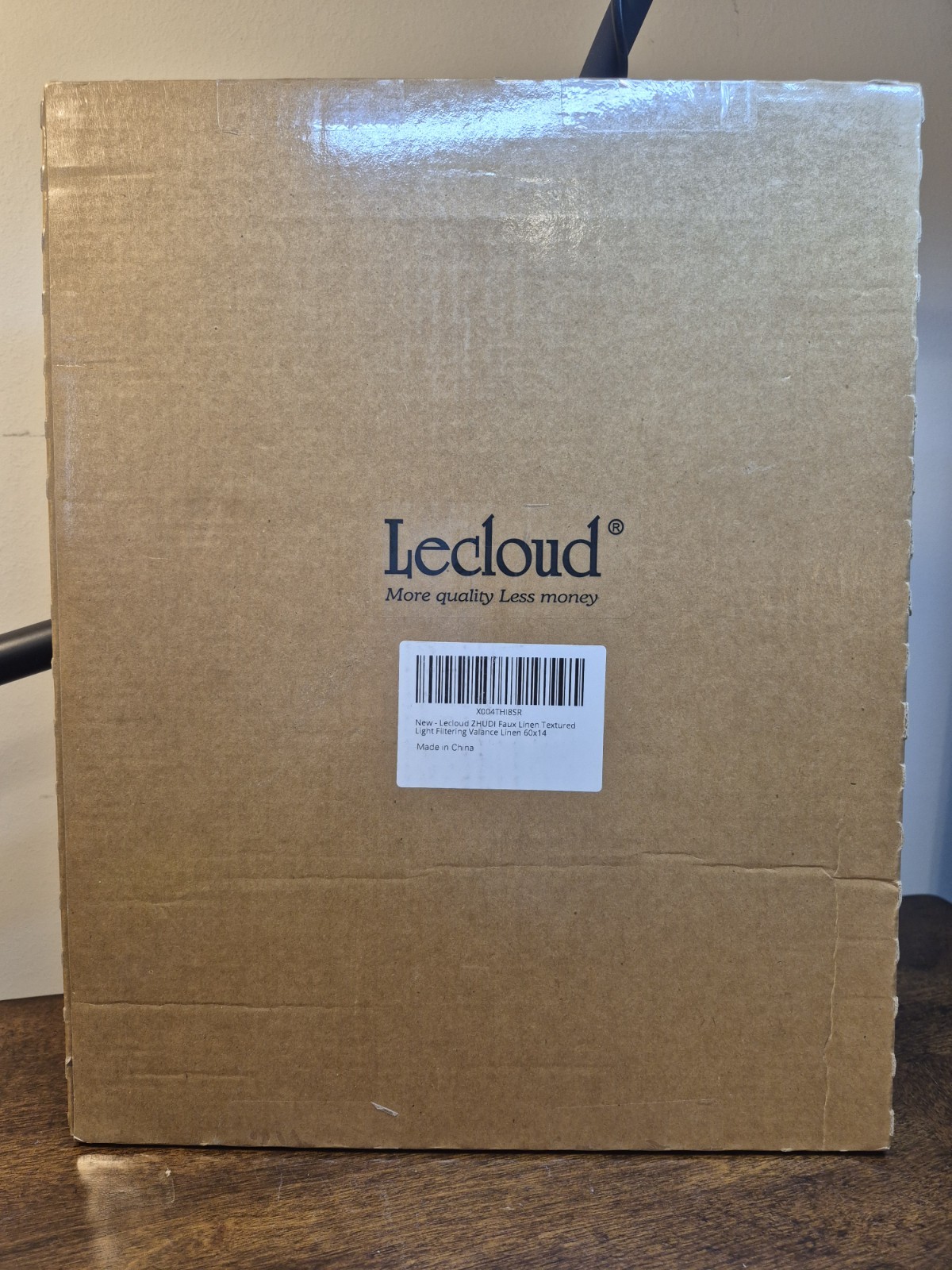 Lecloud Light Filtering Valance 60W x 14L Faux Linen Textured NIB Beige