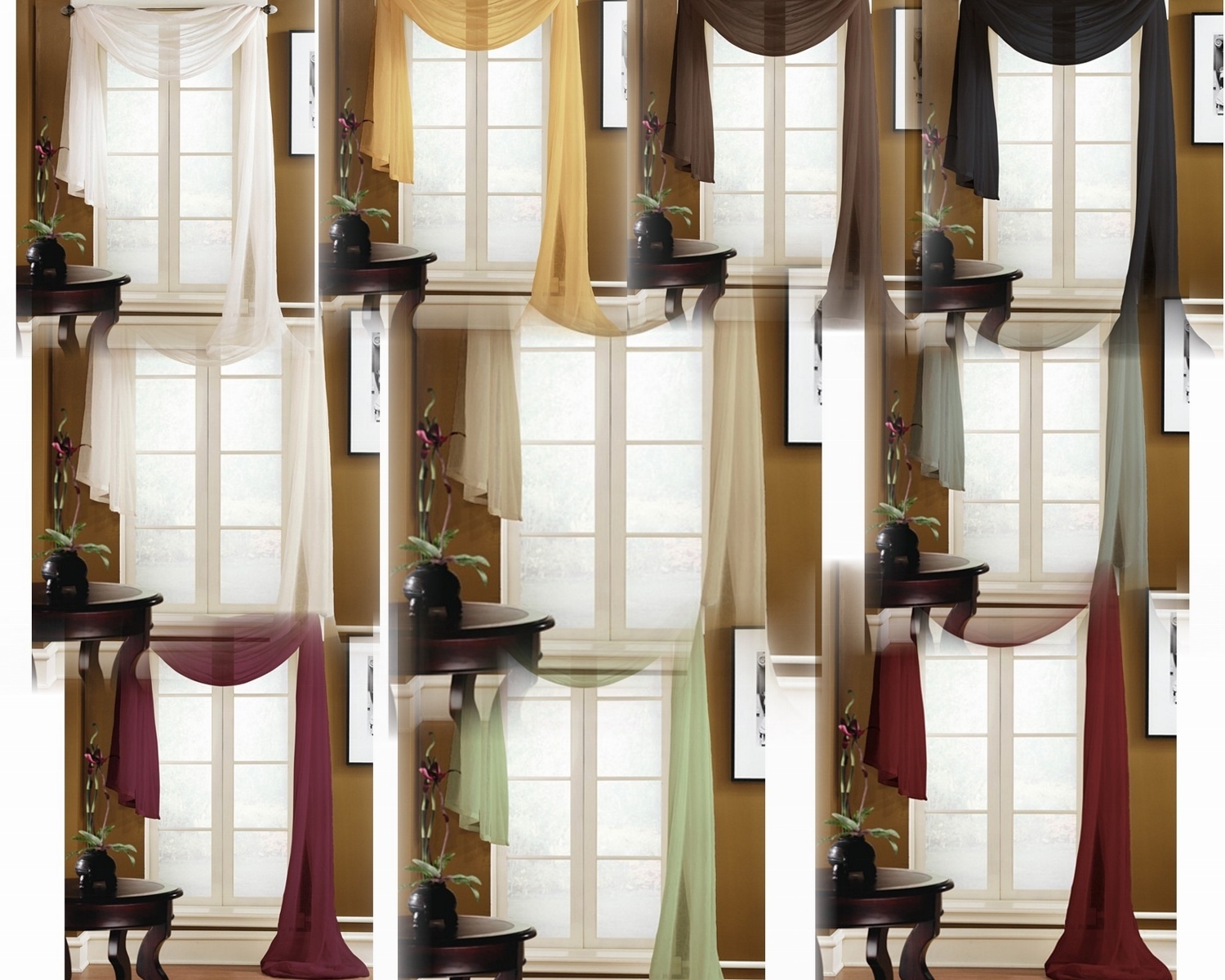 VALANCE SCARF SWAG VOILE SHEER ELEGANT CURTAIN WINDOW DRAPE 35″ X 216″