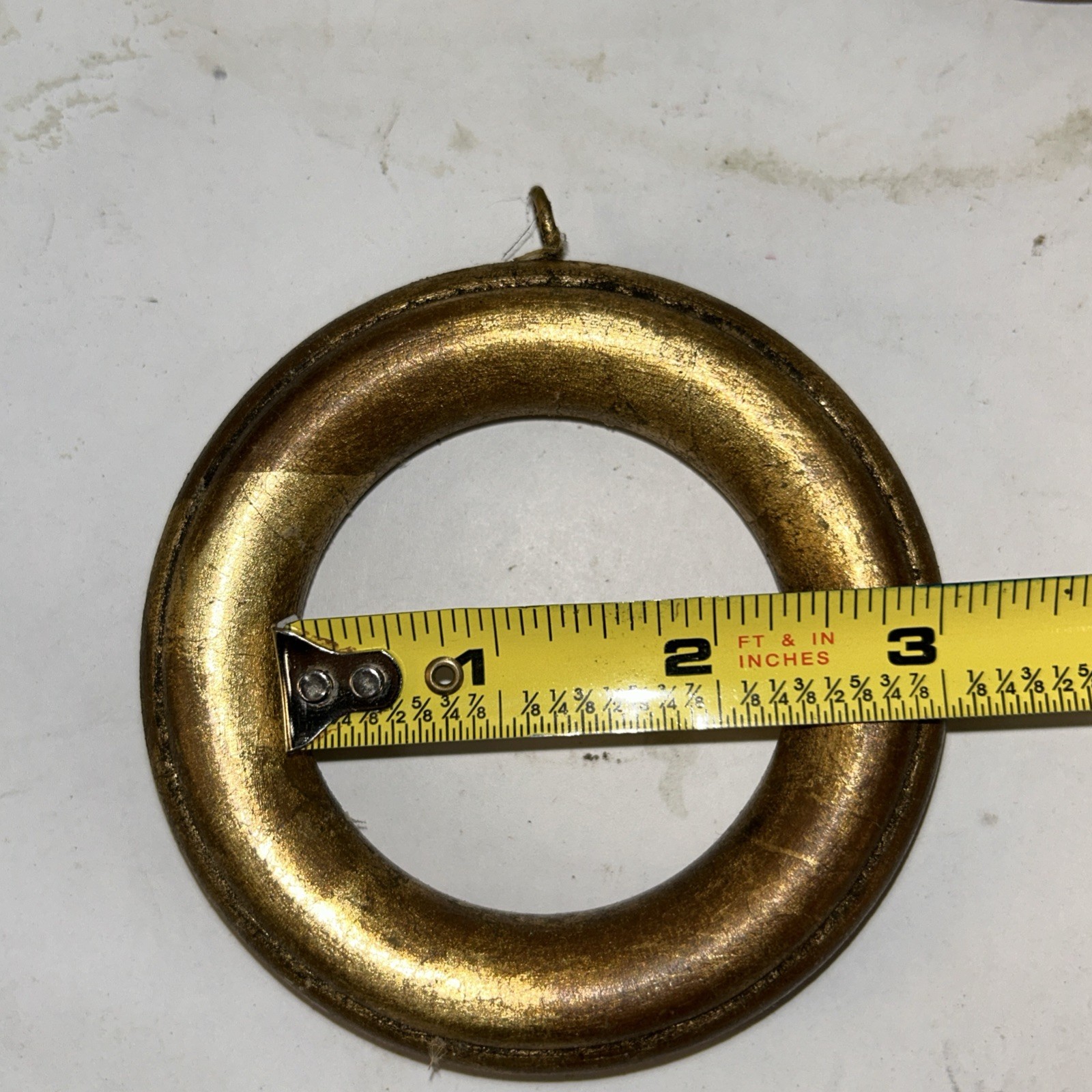 Lot Of 10 Medium Wooden Painted Brass Design Curtain Rings 2 1/4”