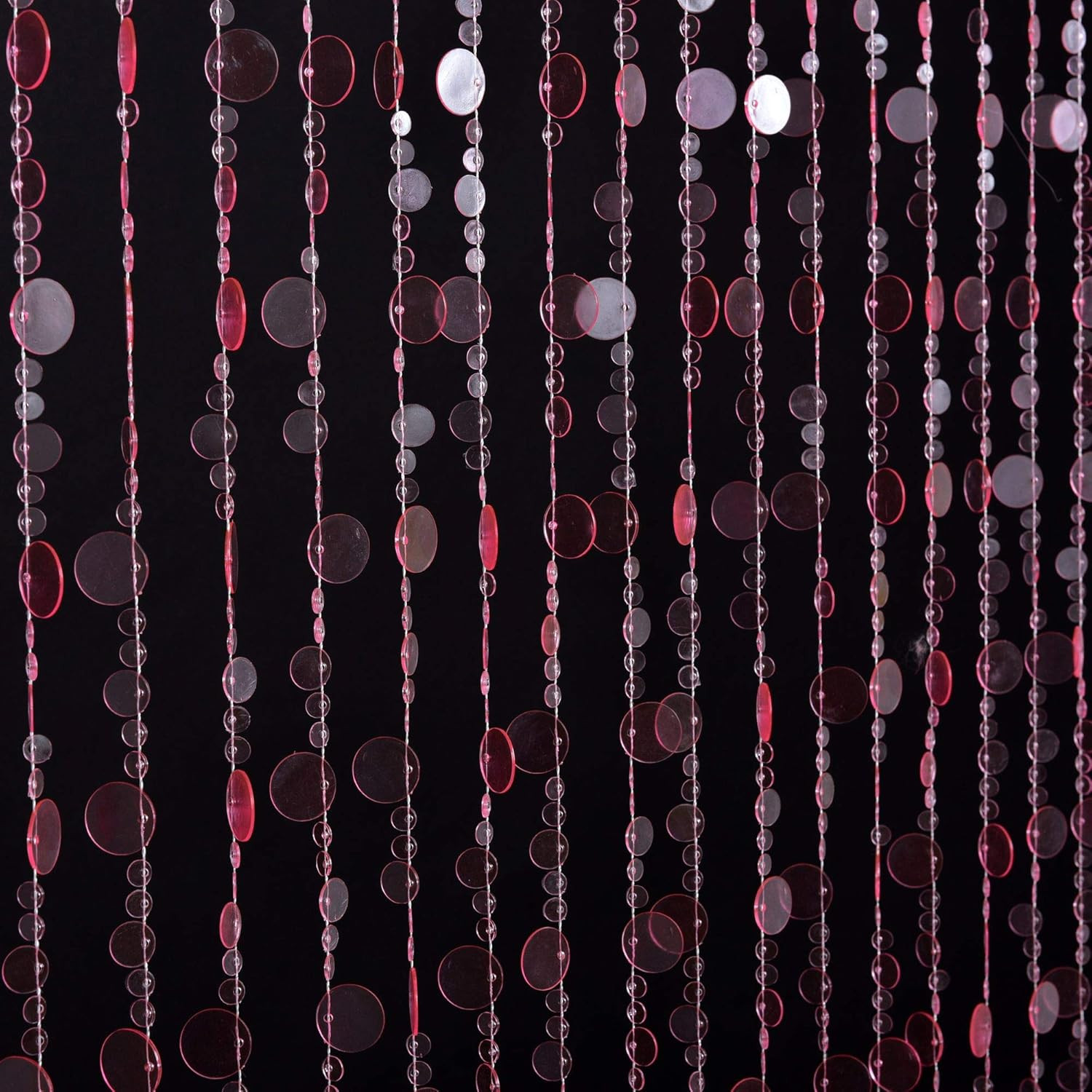 Pink Iridescent Bubble Beaded Curtains for Doorway & Party Decor 3ft x 6ft