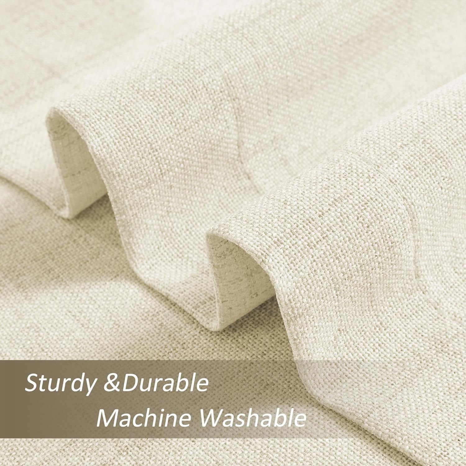 Extra Wide Pinch Pleated Curtains 100×96 Semi Sheer Linen Drapes 1 Panel Natural