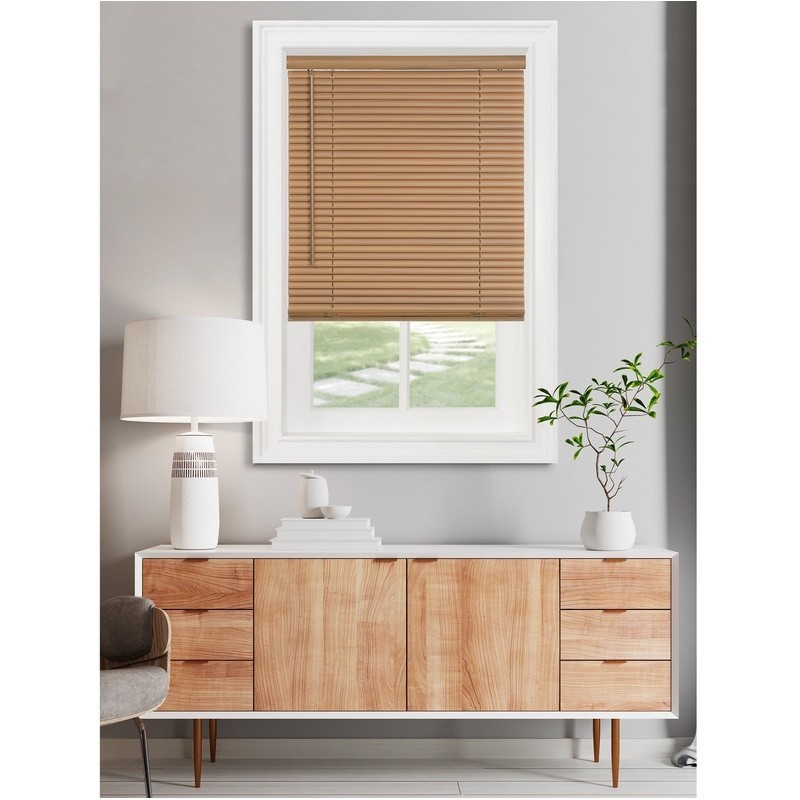 Cordless Mini Blinds Light Filtering PVC Window Treatment Child Pet Safe 64 Inch