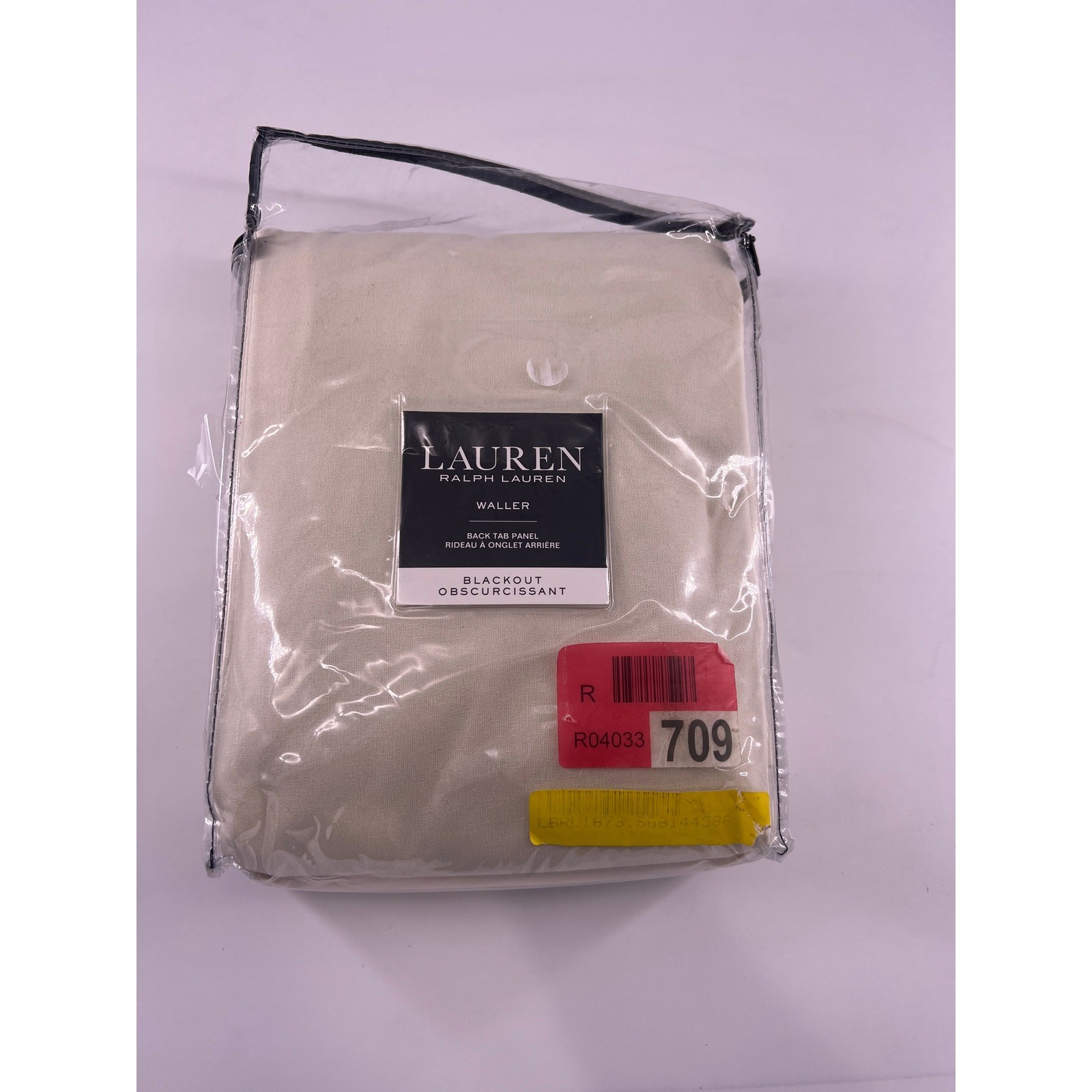 Ralph Lauren Waller Back Tab Panel Blackout Curtain 52 x 96 Natural Tan New
