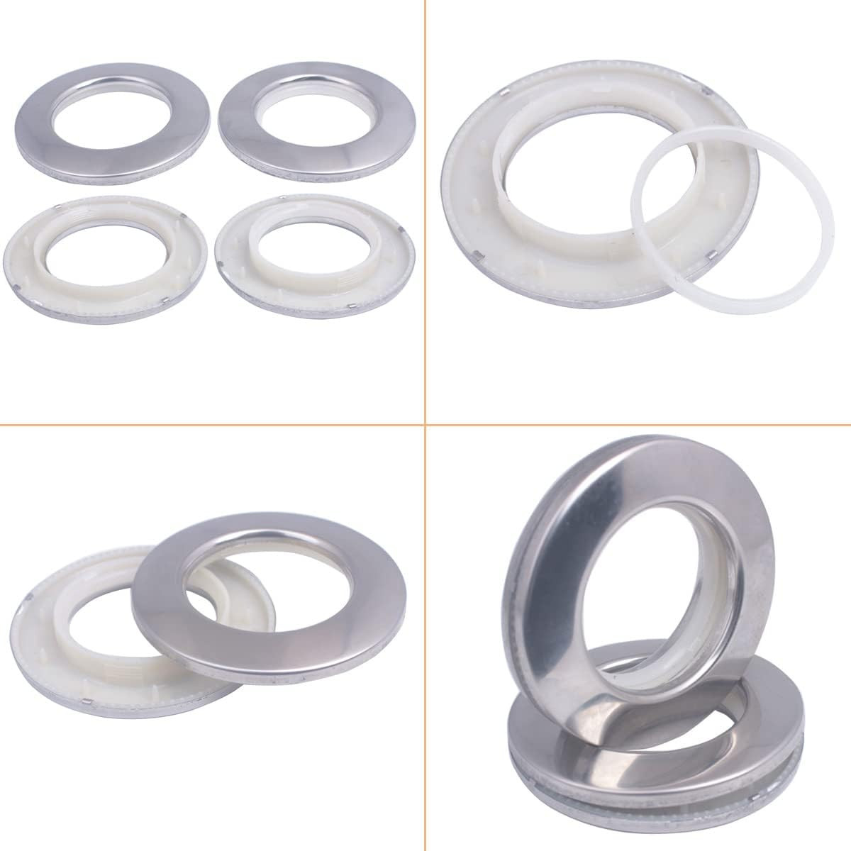 10 Pack Stainless Steel Curtain Grommets, 2 in 1 Metal Curtain Ring Eyelets Meta