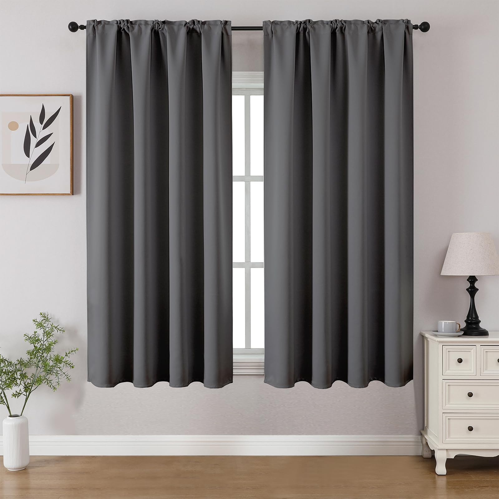 Light Grey Blackout Curtains 52X45 Pack Of 2 Thermal Insulated Privacy Drapes