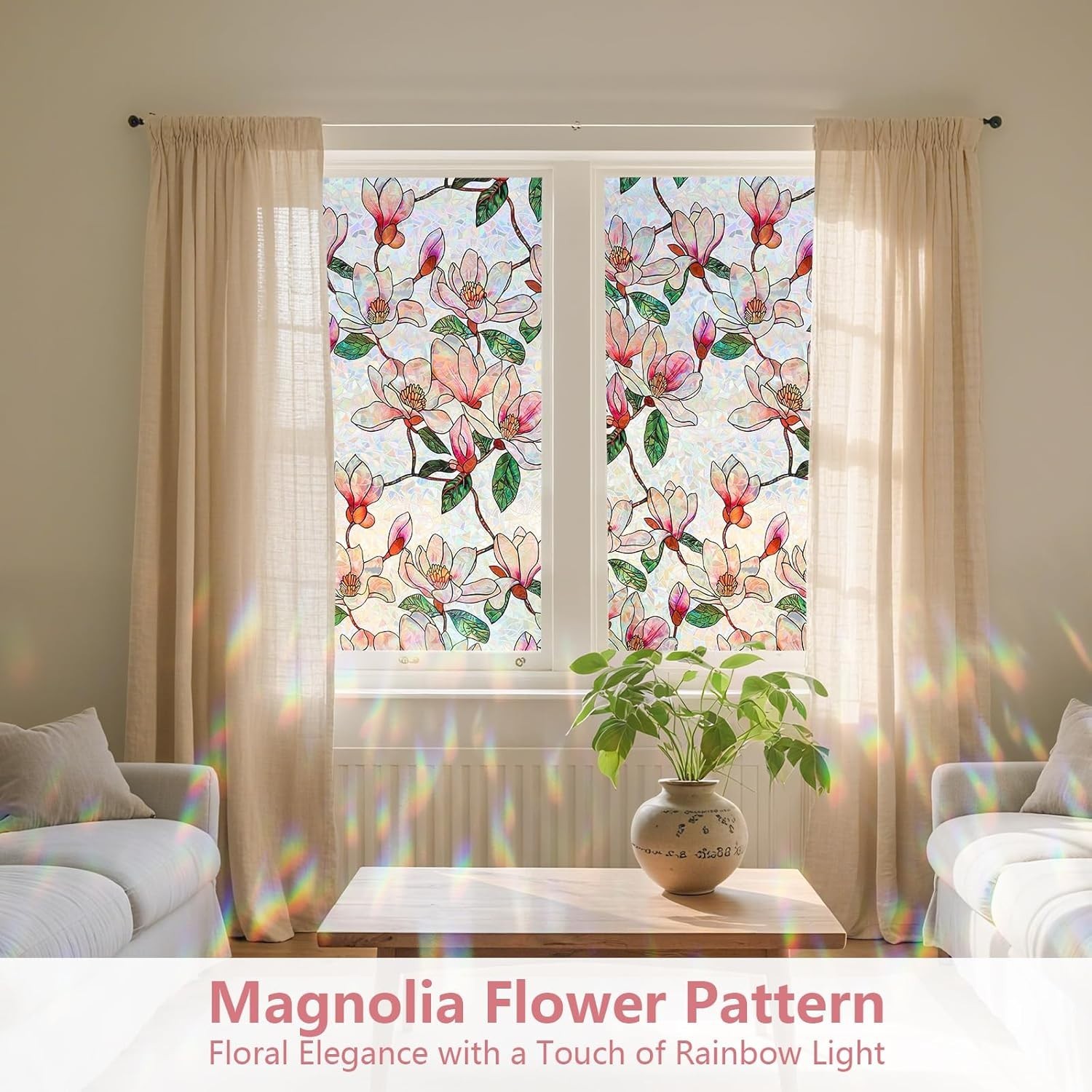 Window Privacy Film, Stained Glass Sticker Floral Window Clings, Decorative S…