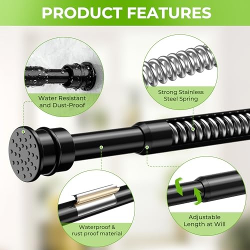 2 Pack Spring Tension Rods 28-48 Inches No Drill Tension 28-48inch-2PCS Black