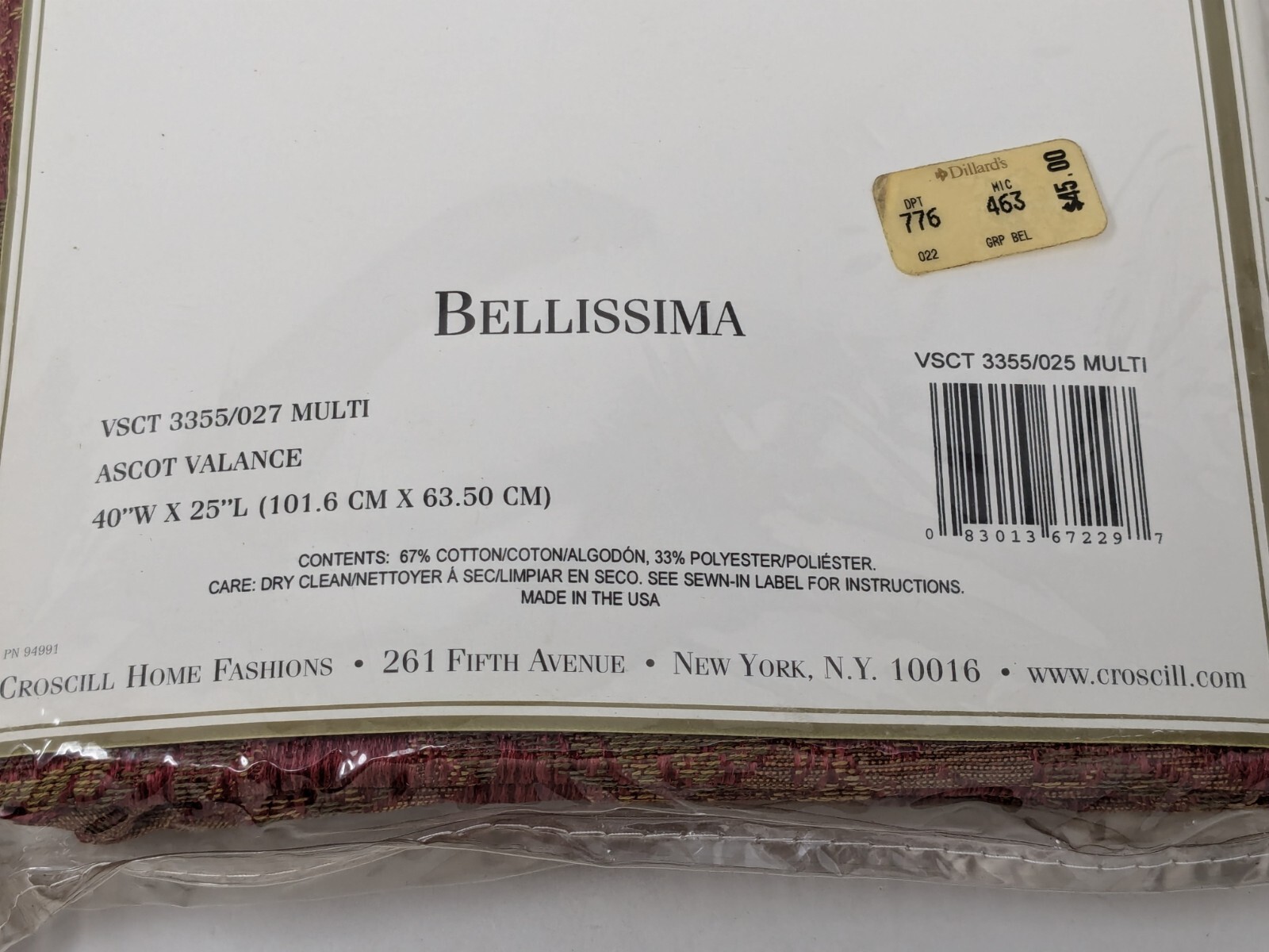 Croscill Bellissima Red Gold Ascot Curtain Valance Embroidered Tassel Brocade