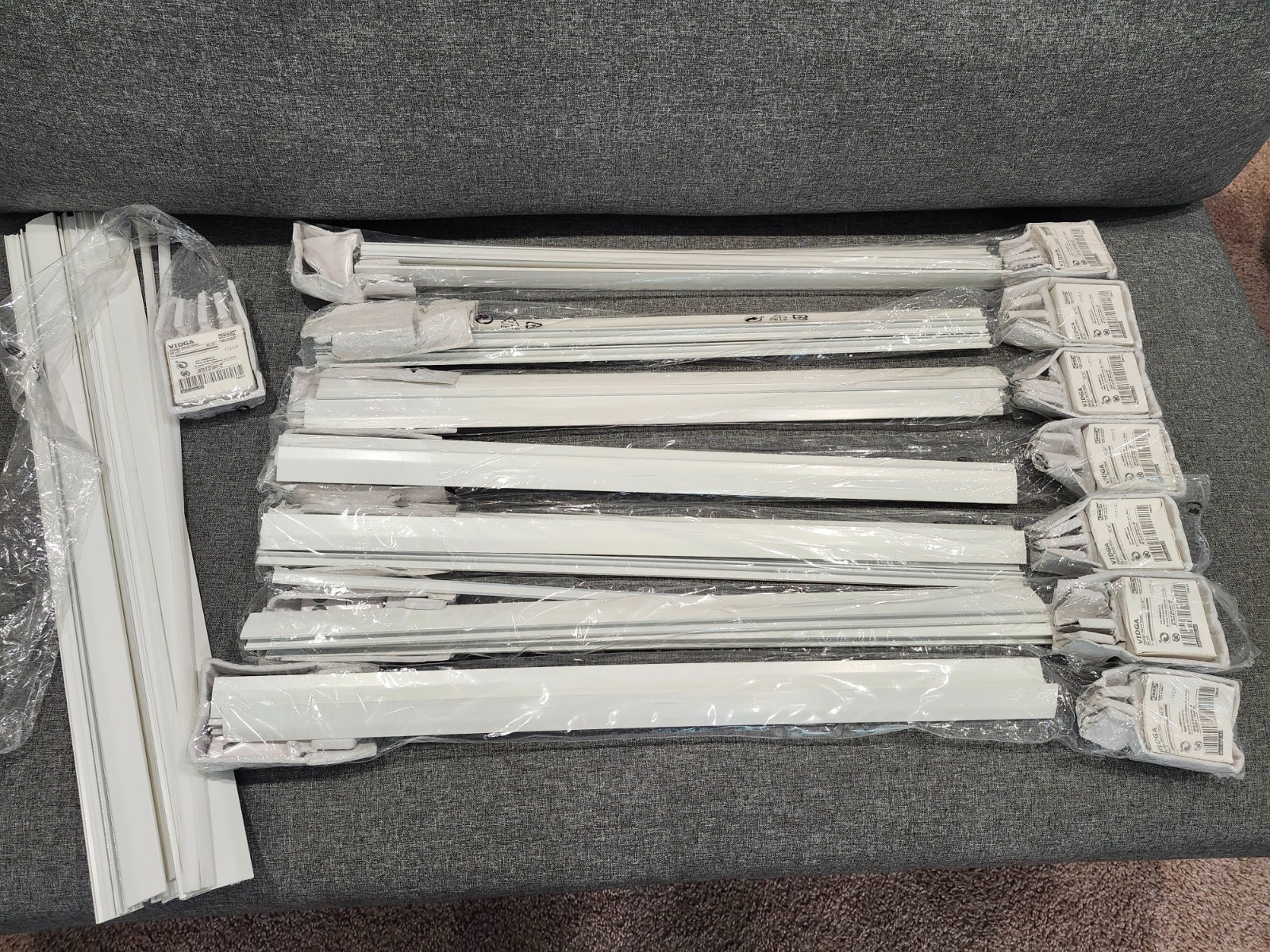 Set of 7+ Ikea VIDGA White Curtain Panel Holders Top & Bottom 23.5″ 802.991.57