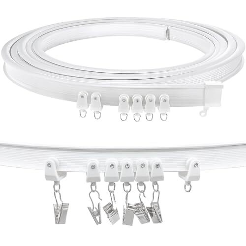 Ceiling Curtain Track, Flexible Bendable Curtain Track 12Ft/3.65Meter White