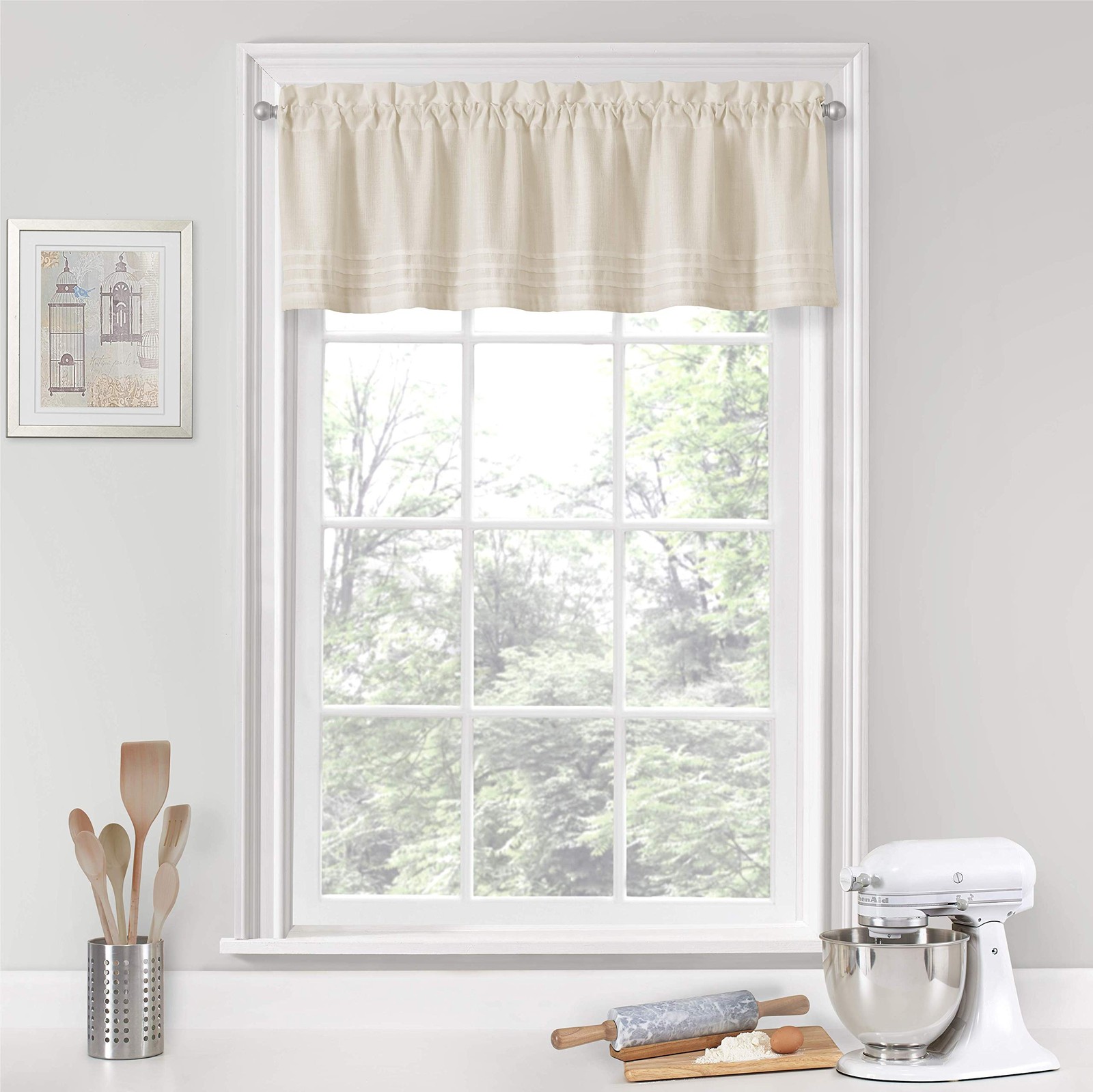 Short Valance Curtains 52″ x 14″ Polyester for Small Windows – Kitchen, Bathroom
