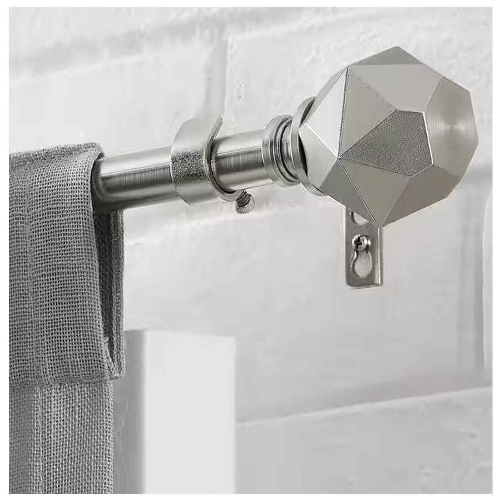 66″ – 120″ 3/4 in. Single Curtain Rod Kit, Brushed Nickel with Geometric Finials