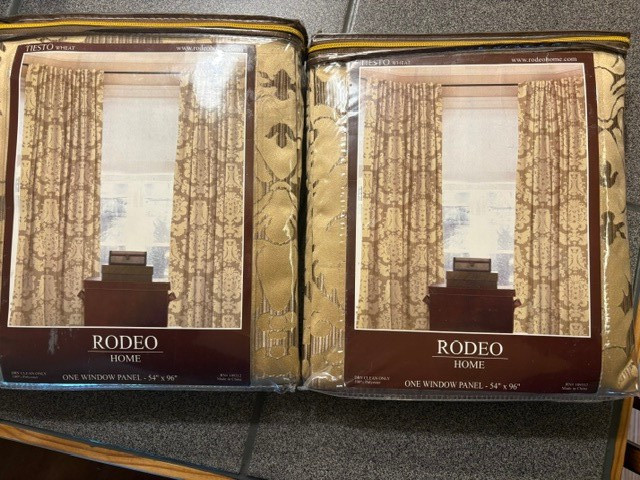 Rodeo Home Katherine “Tiesto Wheat” Damask Curtains 2 Panel 54″ x 96″ (981)