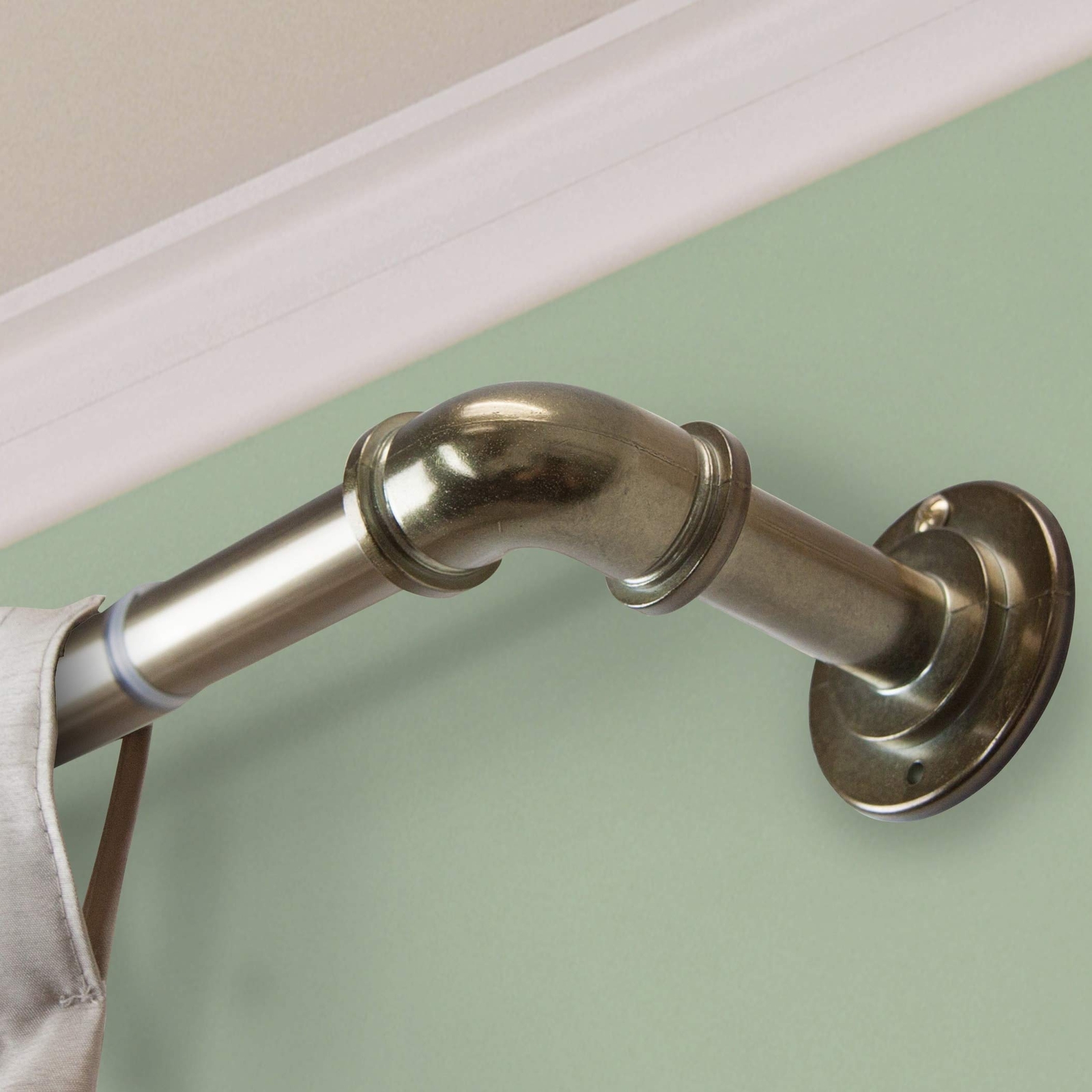 InStyleDesign Modern Industrial Steel Pipe 1-inch Dia. Adj Curtain Rod 49 to