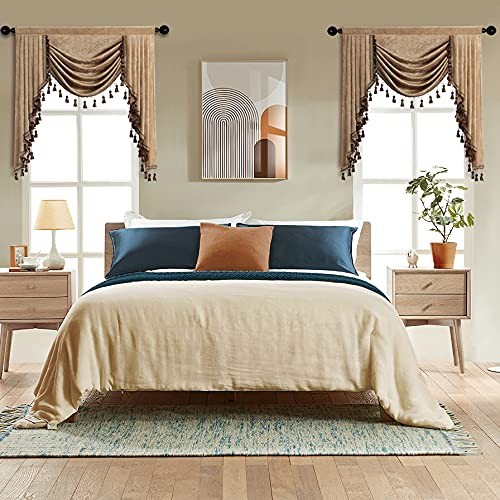 Thick Chenille Window Curtains Valance for Living Room Coffee Waterfall Valan…