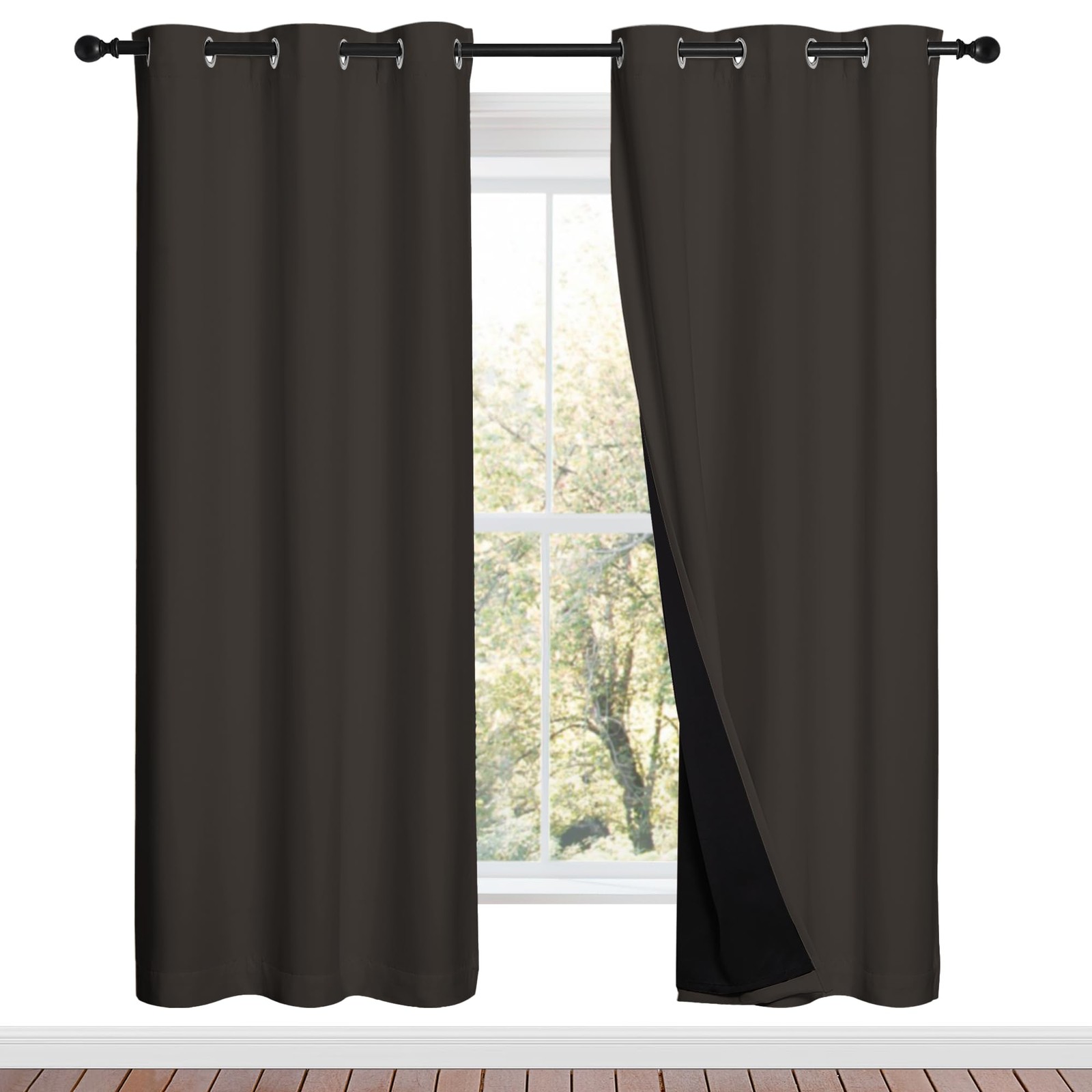 NICETOWN Blackout Curtain Panel Set, 37″W x 70″L, Toffee Brown, Thermal