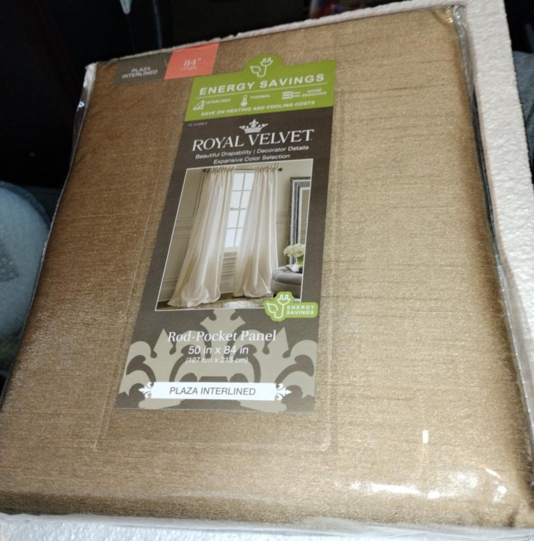 Royal Velvet Plaza Interlined Energy Savings Curtain Panel 50” x 84” Fawn JCP