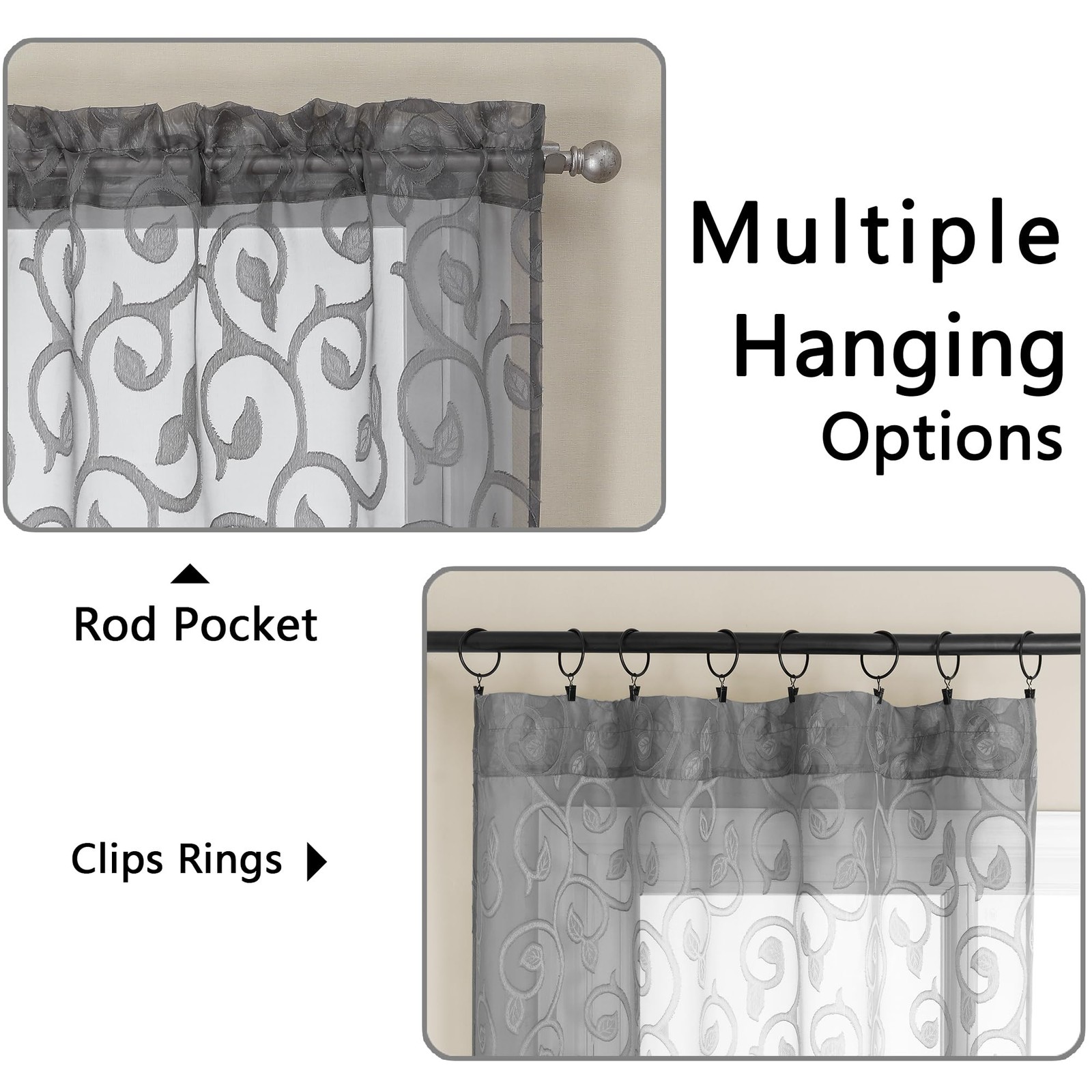 Furman Sheer Curtains 84 inches Long for Bedroom Living Room 2 Panels Set, Li…