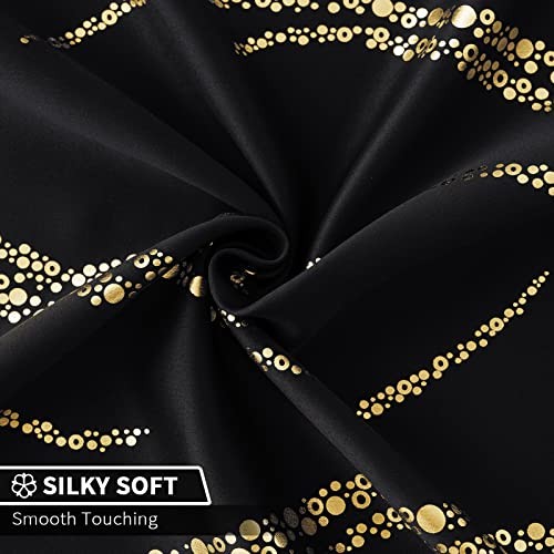 Blackout Curtains for Livingroom – 52″W x 84″L (Pack of 2) Black/Gold Print