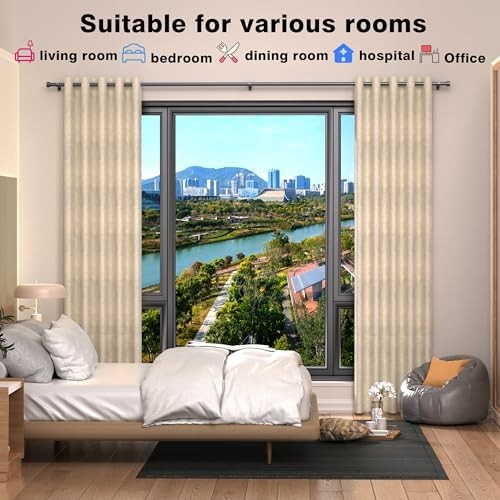 17-178 inch Adjustable Curtain Rod Heavy Duty 15 ft Matte Black 1 inch Thick