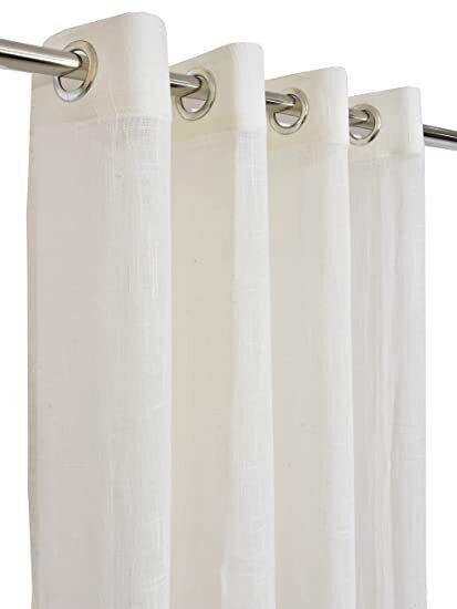Linenweaves Cotton Linen Solid Window Curtain Set With Eyelet Rings 4.5ft x 5 ft