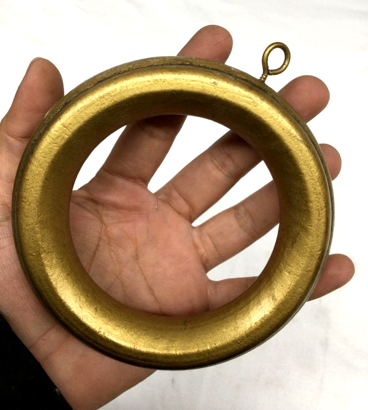 PACK OF TEN – styled Curtain Rings For 3” Wood Pole for Window Drapes – Gold