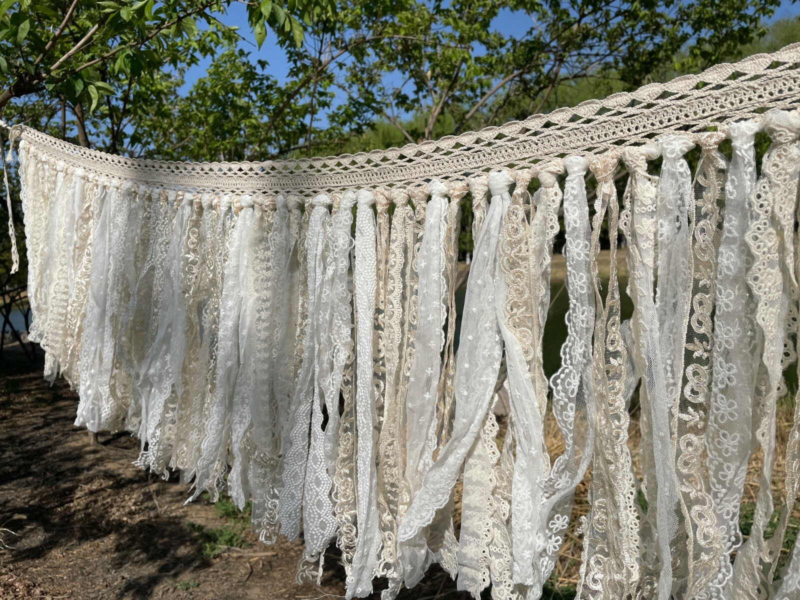 Rustic Shabby Chic Lace curtain Hand Crochet Lace Kitchen Valance