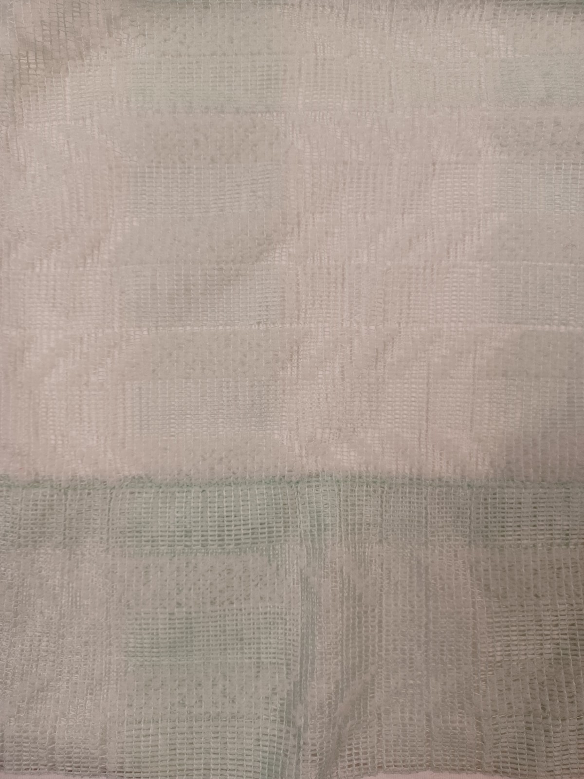 3-piece rod-pocket curtain set (valance & tiers) seafoam green, semi-sheer mesh