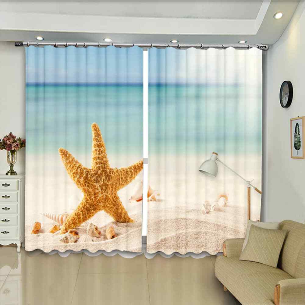 Beautiful and dreamy small starfish Printing 3D Blockout Curtains Fabric Window
