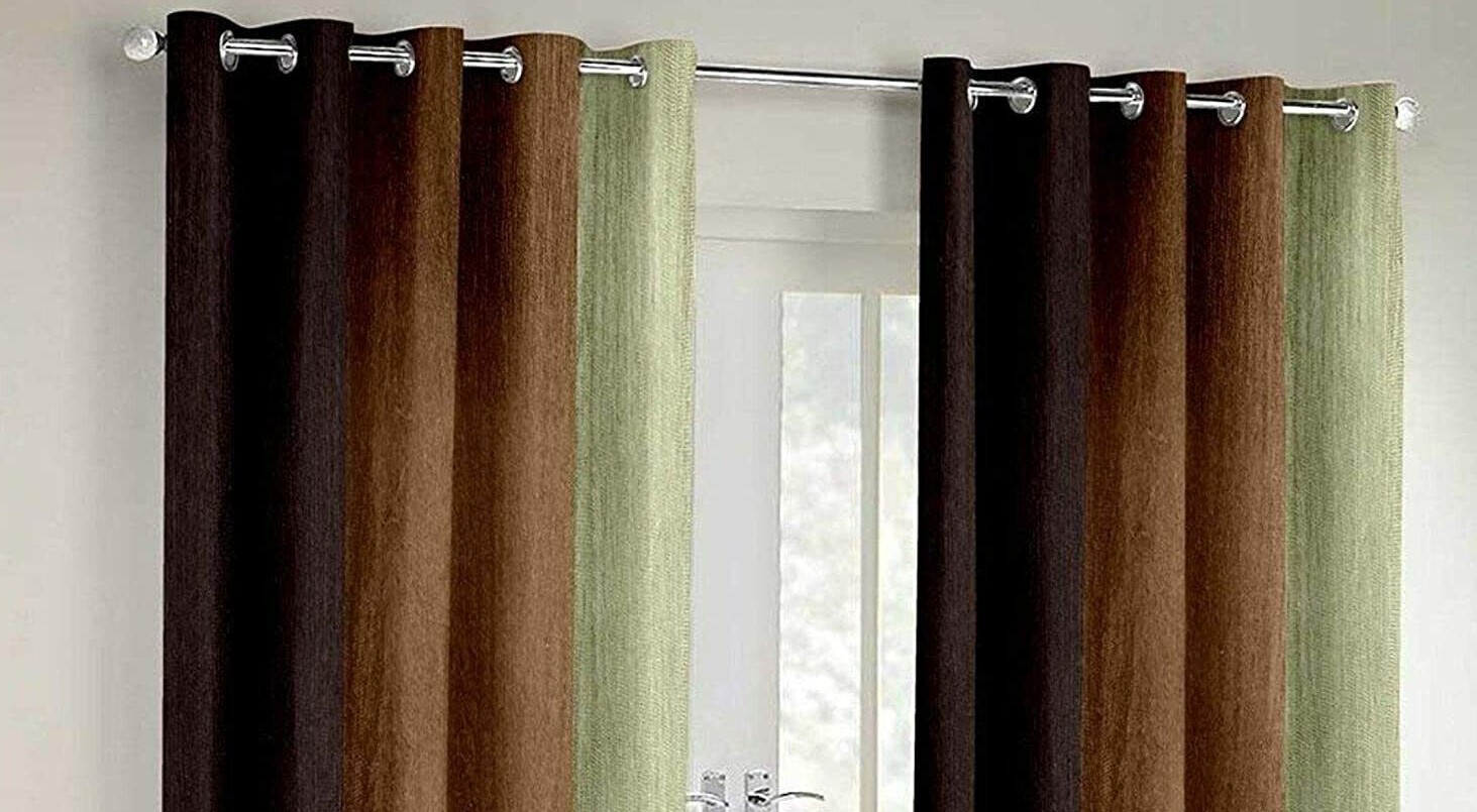 2 Piece Ombre Printed Grommet Ringtop Door Window Curtain Set 5 7 8 9 Feet Brown