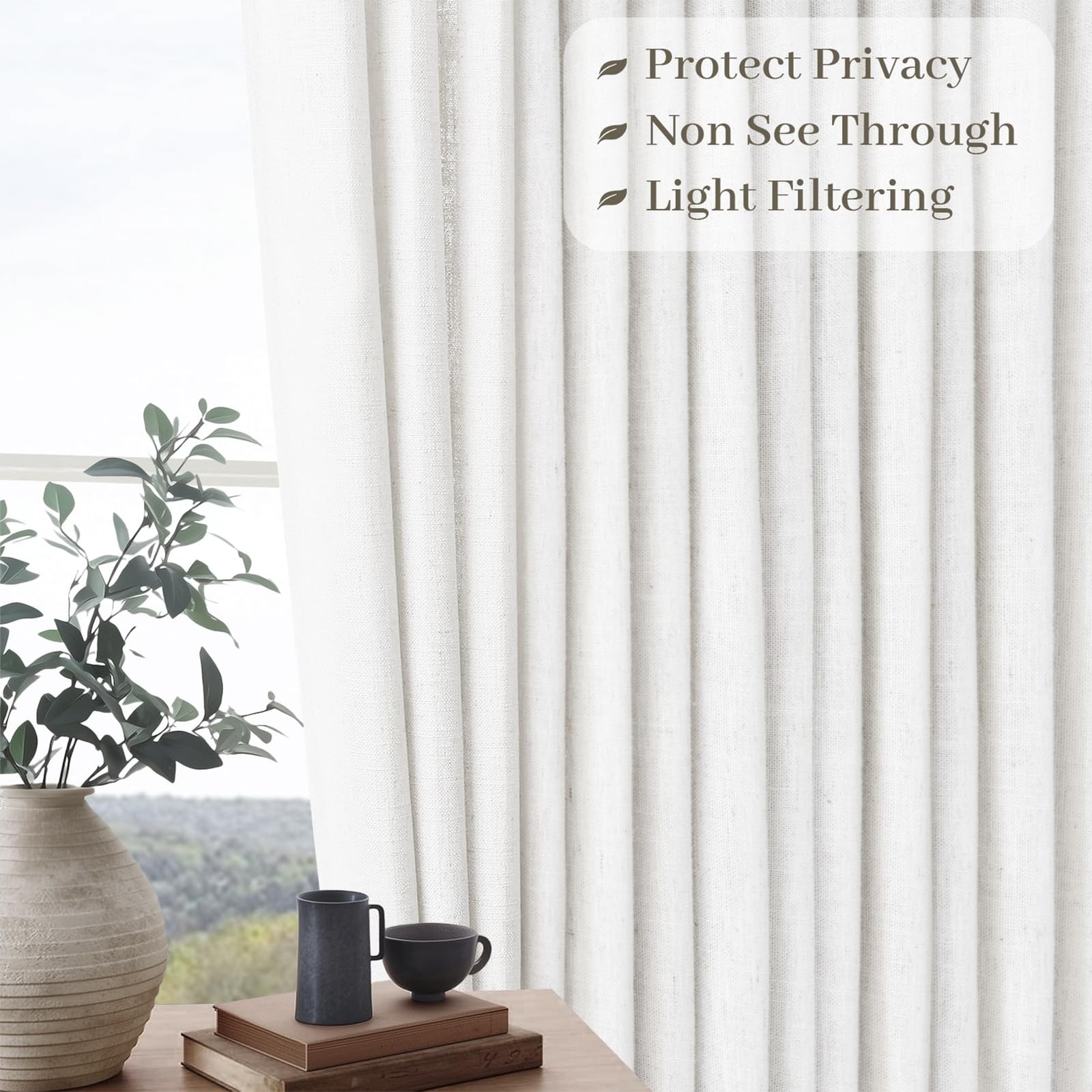 Off-White Pinch Pleated Curtains 96 Inches Long for Living Room 2 Panels Sets…