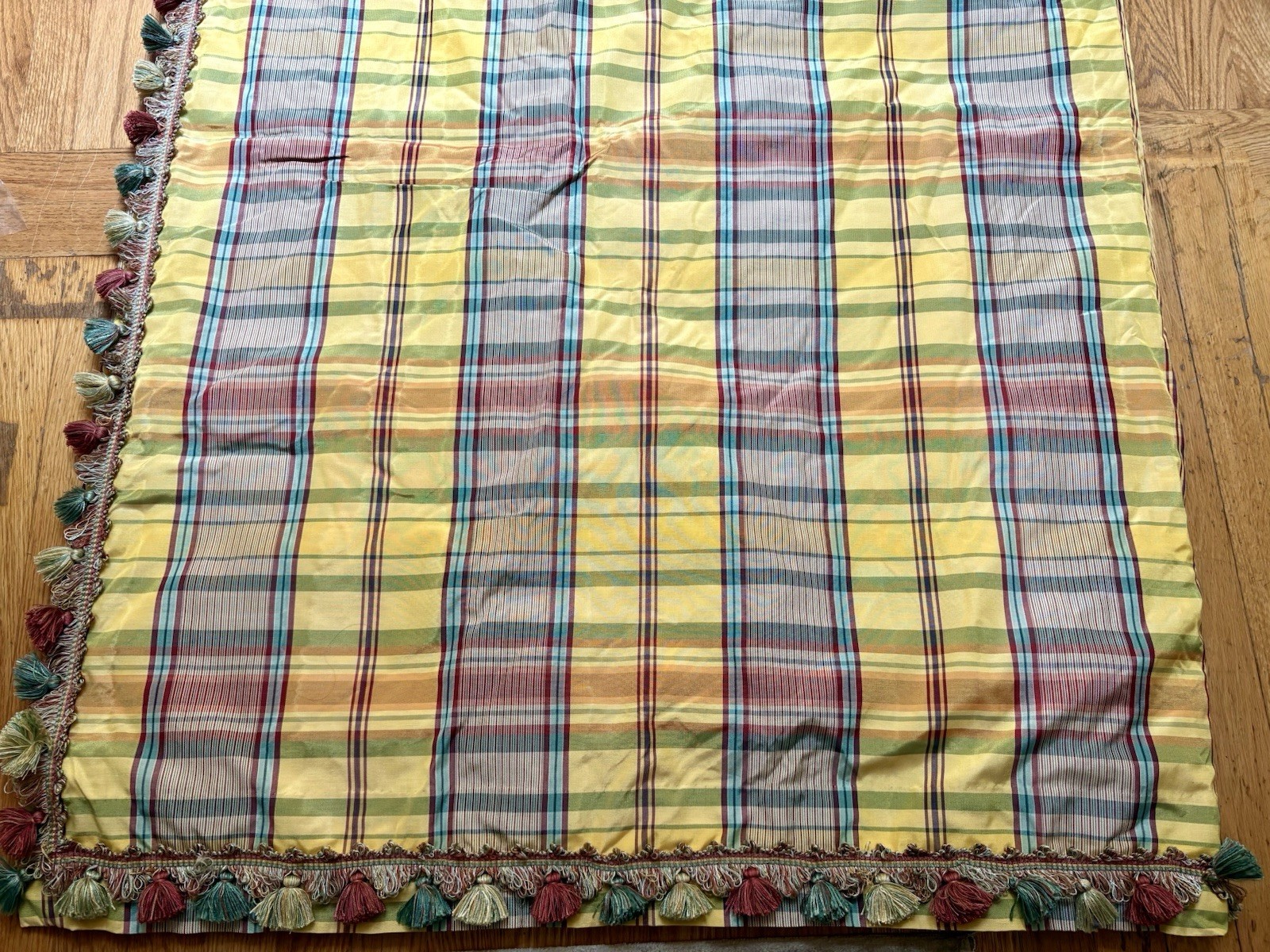 2 Custom Luxury Silk Pinch Pleat Interlined Drapes Curtains Yellow Plaid 30×109