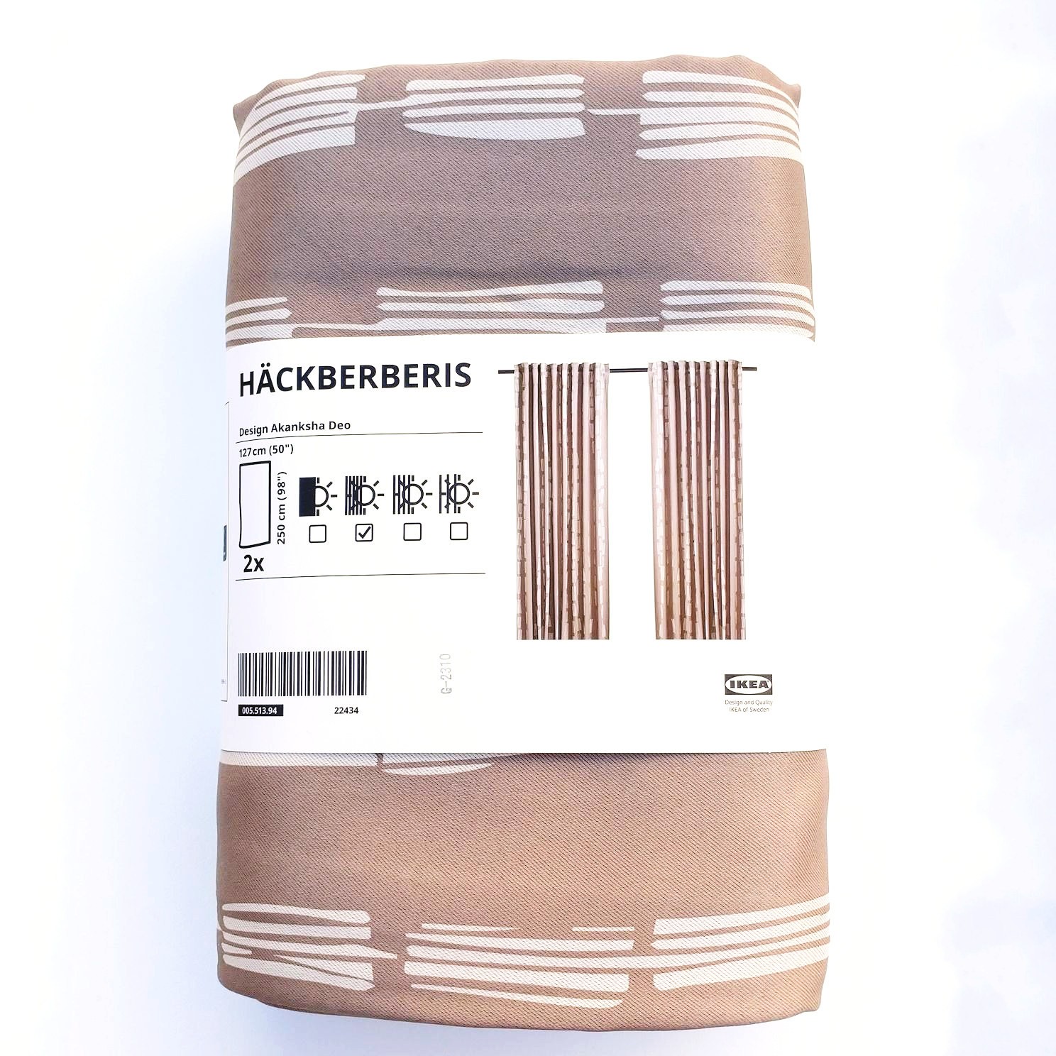 Ikea Hackberberis Room Darkening Curtains 1 Pair (2 Panels) 50″x98″ Beige/Brown