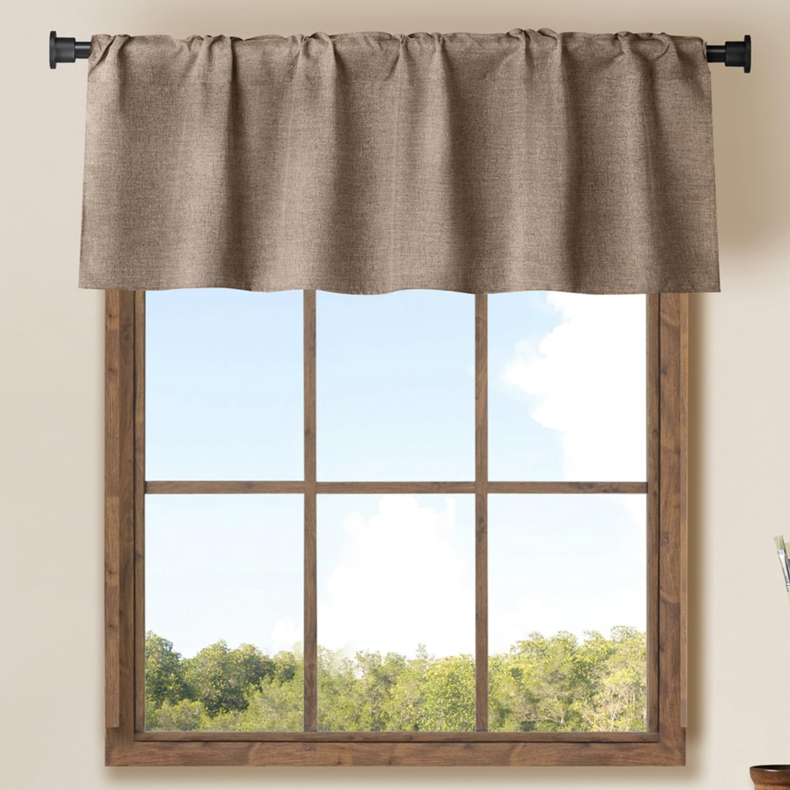 2 Pack Burlap Window Valances Farmhouse Design Window Treatment Lined Decor C…