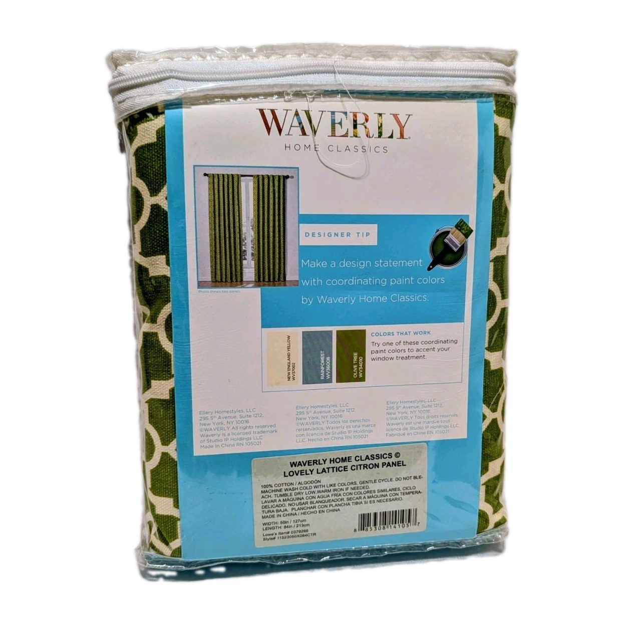 Waverly Home Classics Lovely Lattice Citron Back Tab Panel 50 x 84 Inches