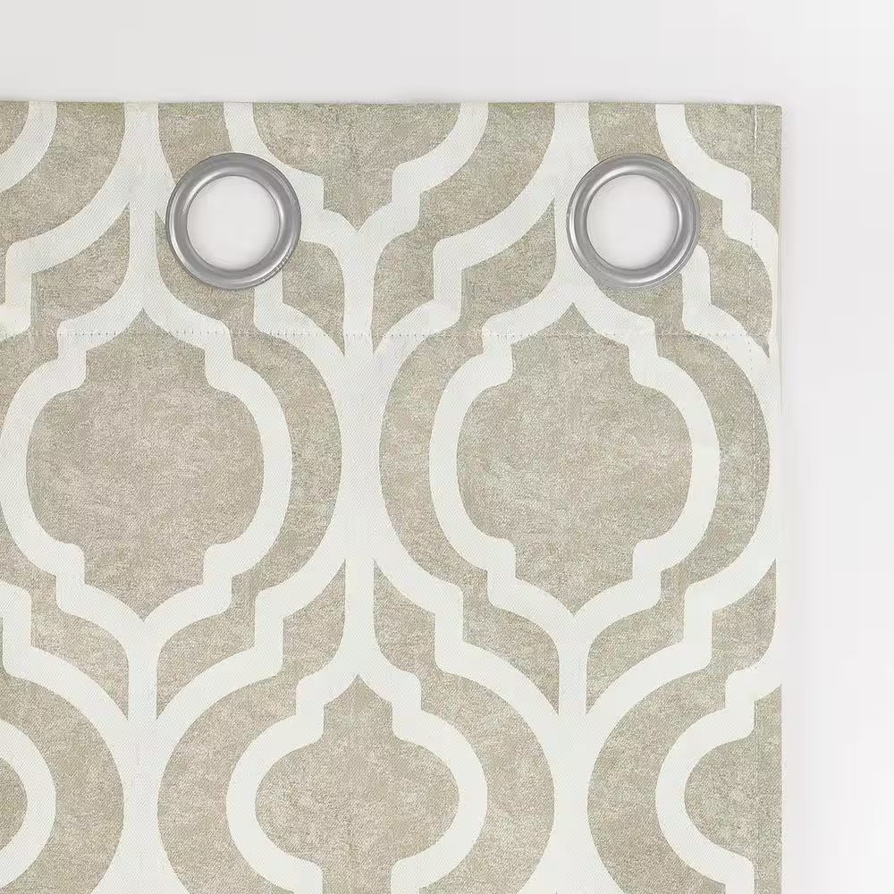 Eldon Trellis Print Taupe Polyester 40 In. W X 84 In. L Grommet Blackout Curtain