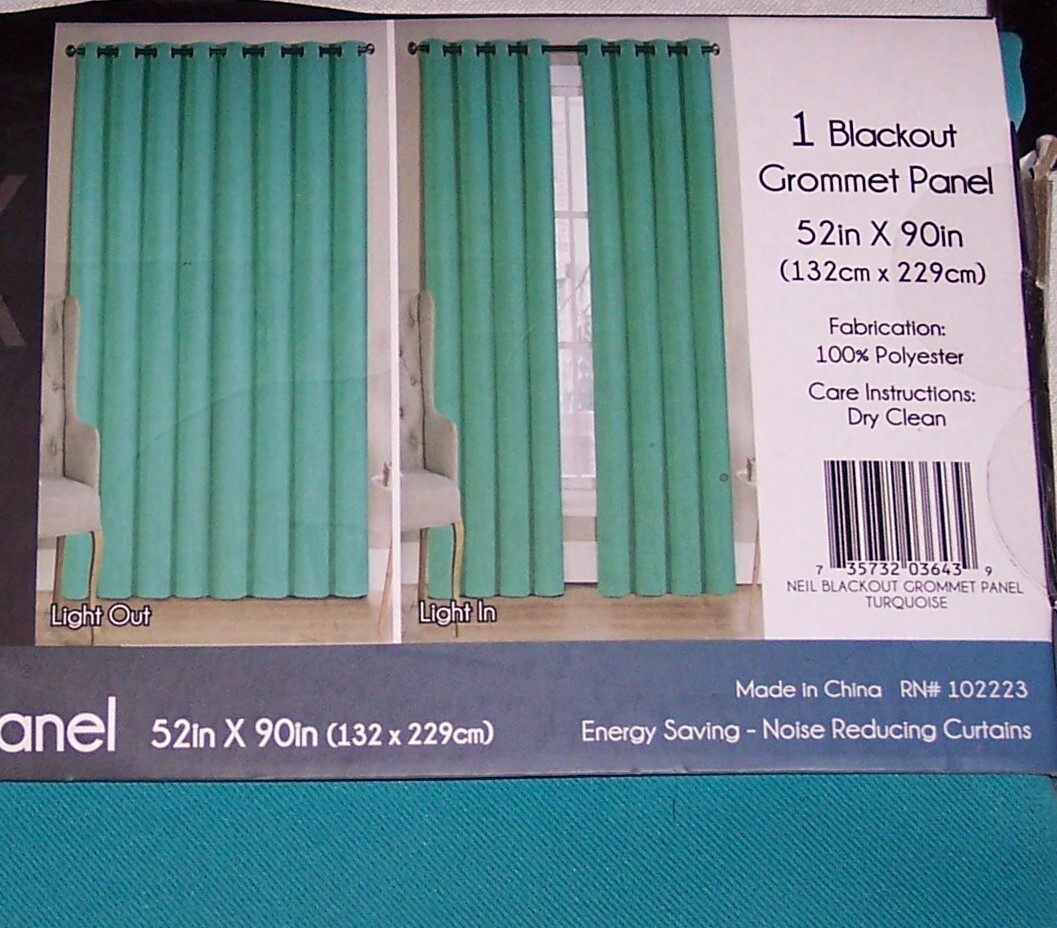 VCNY Home Neil Turquoise Solid Grommet Blackout Curtain Panel 52″ X 90″ NEW