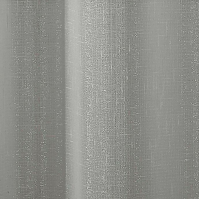 (2) Metallic Grommet Sheer Glam Shimmer Window Curtain Panels Gray Silver 76X63″